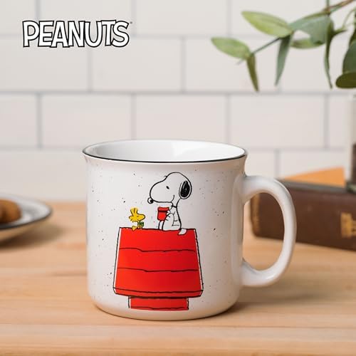 Silver Buffalo Peanuts Snoopy and Woodstock, Ceramic Camper Mug, 20oz