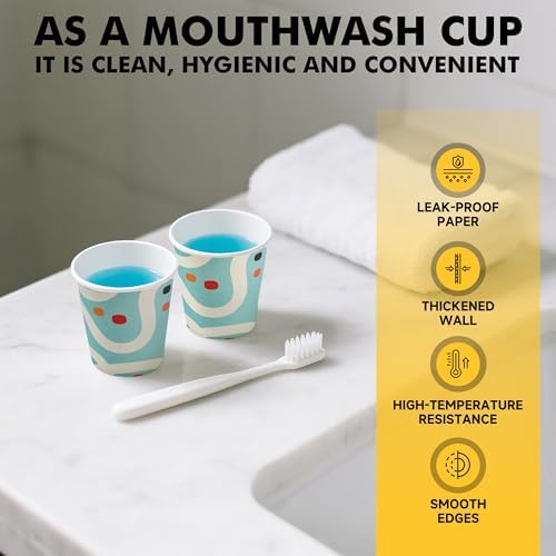RACETOP 3 oz Bathroom Cups 300 Pack, Small Paper Cups, Blue Lines
