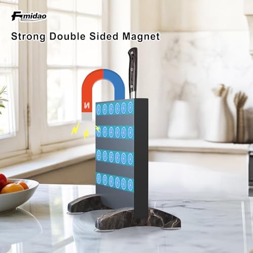 Magnetic Knife Holder Block,Black Magnetic Knife Stand for Kitchen Counter Top,Double Sided Stainless Steel Knife Storage,Strong Magnet Knife Rack