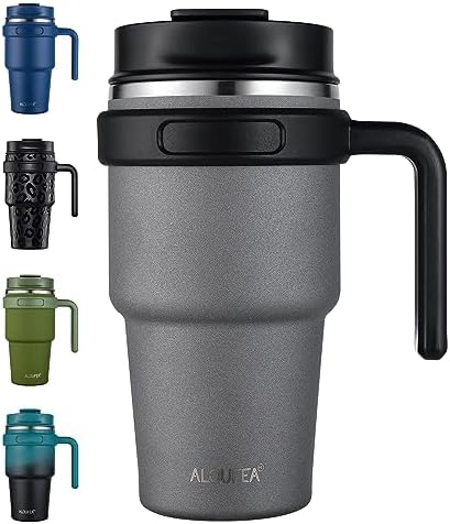 20 oz Insulated Travel Coffee Mug Tumbler with Handle and Straw