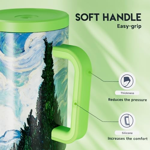 Meoky 40 oz Tumbler with Handle and Straw: Stainless Steel Insulated Tumbler with Lid and Straw - 100% Leak Proof Tumbler for Car Cup Holders - Travelers Commuters Workers, Cypress