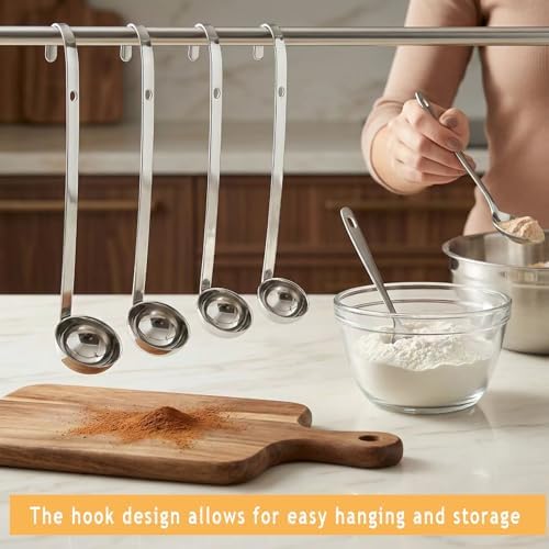 Markeny 4 Pieces Stainless Steel Soup Ladle Metal Handle Ladle with Pouring Rim,1oz/2oz/3oz/4oz Set Ladles for Cooking Soup Sauce
