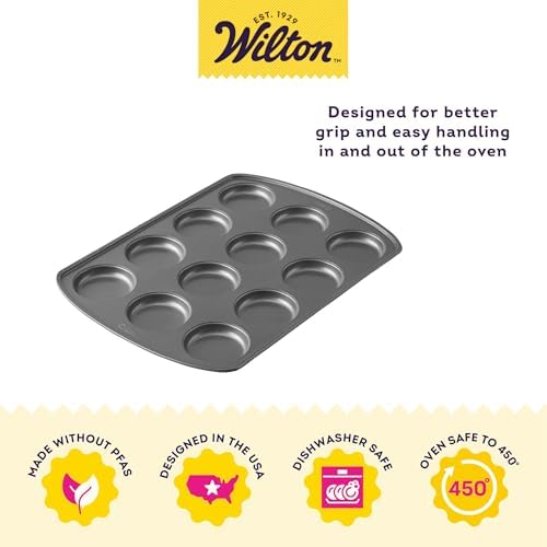 Wilton Gold Non-Stick Muffin Top Pan, Stainless Steel, 11 x 16 in., Muffin Top - 12 Cup (Pack of 3)