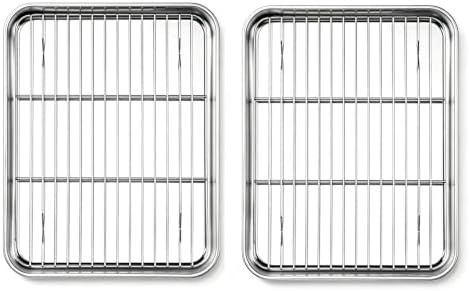 Onader Toaster Oven Tray and Rack Set, Stainless Steel Baking Cookie Sheet