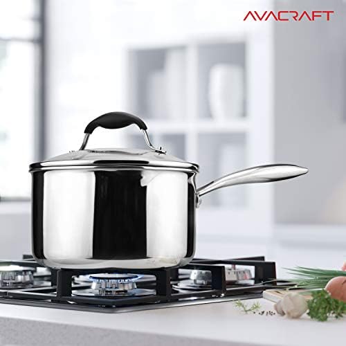 AVACRAFT 3.5 Quart Tri-Ply Stainless Steel Saucepan with Glass Strainer Lid
