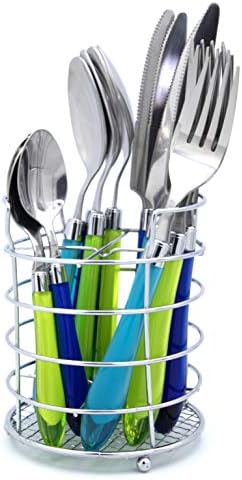Gypsy Color Sea Green & Blue Mix & Match Stainless Steel Flatware Collection, Set of 16
