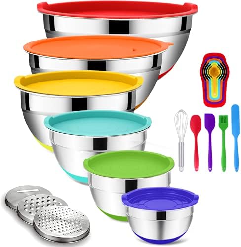 Rottay 20PCS Stainless Steel Mixing Bowls with Airtight Lids Set