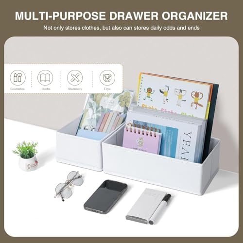 DIMJ Drawer Organizer Clothes, 24 Pack Dresser Organizer, Foldable Closet Organizers and Storage, Fabric Dresser Drawer Organizers, Drawer Dividers for Nursery, Baby Clothes, Underwears, Sock
