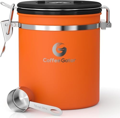 Coffee Gator Coffee Canister, 16oz Airtight Stainless Steel Container