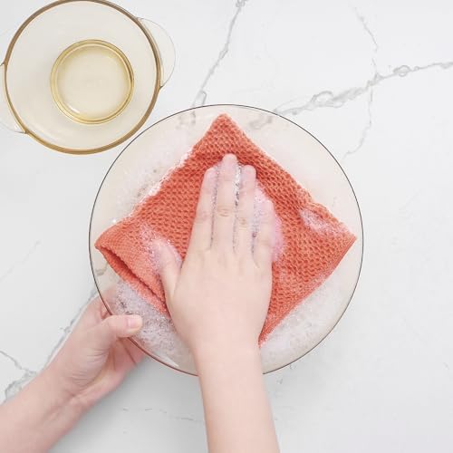Homaxy 100% Cotton Waffle Weave Kitchen Dish Cloths 6-Pack, Coral