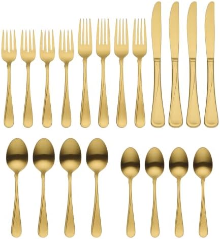 Oneida Flatware Flight Gold Satin 18/0 Silverware Set for 4, (20-Piece)