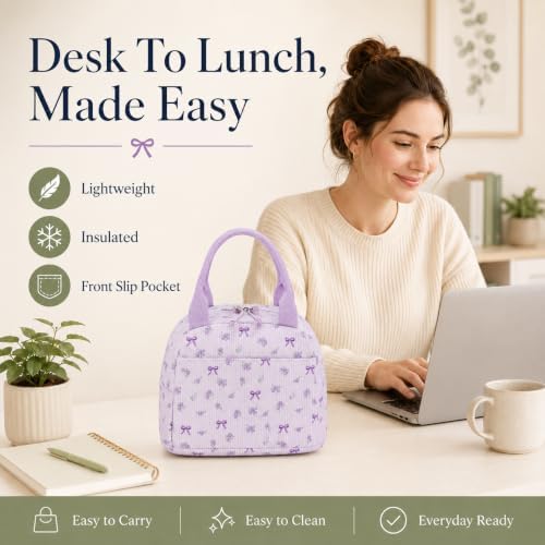Bluboon Lunch Bag for Women Men Cute Corduroy Lunch Tote Bags Reusable Insulated Lunch Box Large Capacity Reusable Insulated Cooler for Work Picnic or Travel