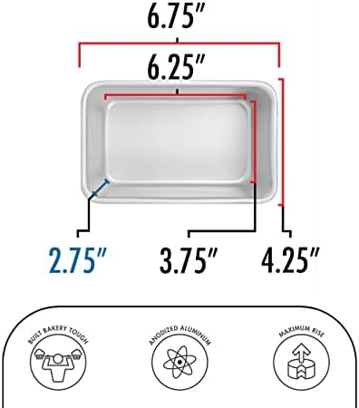 Fat Daddio's BP-5641 Anodized Aluminum Bread Loaf Pan, 6.375 x 3.75 x 2.75 Inch