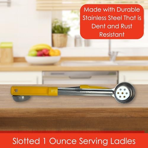 1 oz Slotted Stainless Steel Portion Control Ladle Spoodle - [Pack of 2]