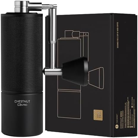 TIMEMORE Chestnut C3S Pro Manual Coffee Grinder, Stainless Steel S2C Conical Burr Coffee Grinder, Hand Coffee Grinder with Foldable Handle, Adjustable Grind Setting for Travel/Camping/Home, Black