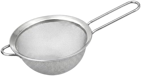 HiramWare Fine Mesh Strainer, Medium Stainless Steel Colander with Handle, Sieve for Pasta, Rice, Quinoa, Spaghetti, Fruits, Berry, Flour, Veggies, Metal Sifter for Kitchen