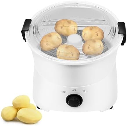 Electric Potato Peeler 85W One-button Automatic Potato Peelers 1.76Lbs Capacity 2-minute Peeling Rotating Fruit Vegetable Peeler with Visible Cover for Kitchen Restaurants (1.76Lbs Capacity)