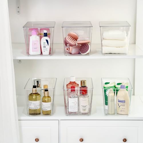 Vtopmart 4 Pack Clear Stackable Storage Bins with Lids and Handles, XLarge