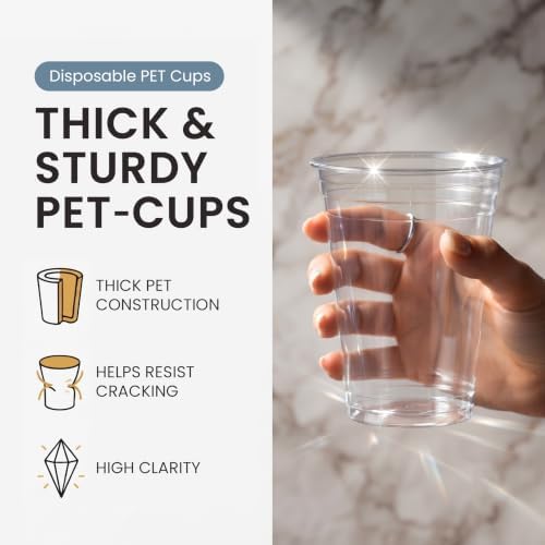 110 Pack 16 oz Disposable Clear Plastic Cups with Lids and Straws