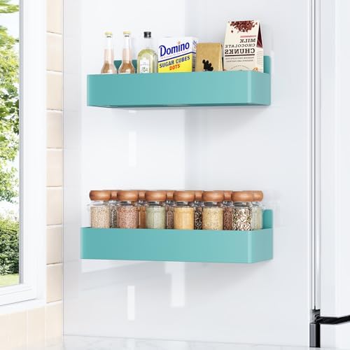 Mystozer Magnetic Spice Rack for Refrigerator Blue, 2 Pack