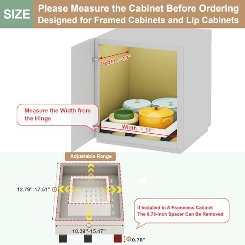 Fokyfok Pull out Cabinet Organizer,11"-16"W,13"-17"D,Expandable,Adhesive