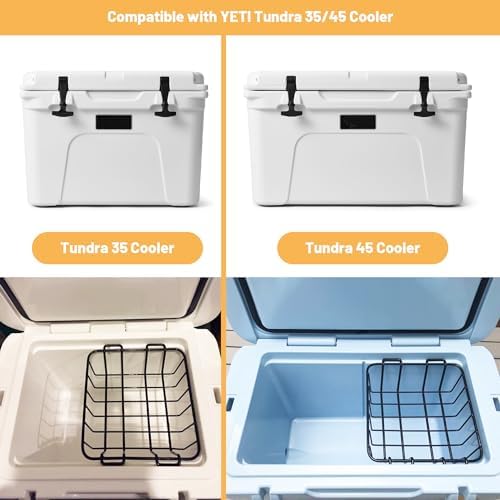 35/45 QT Cooler Basket, Compatible with YETI Tundra 35/45, Stainless Steel Storage Wire Cooler Rack, Black, 1 Pack