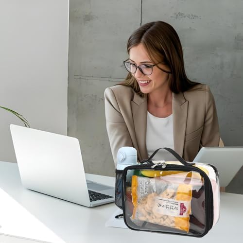 GYEUKHAM Insulated Lunch Box for School, Thermal Reusable Durable Freezable Lunch Bags for Kids Boys Girls Men Women - Small Soft Cooler Portable Lunch Tote Kit for Work Picnic Travel,Clear Black