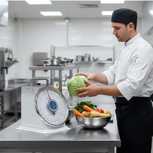 TrueCraftware- 22 lb. Mechanical Kitchen Flat Platform Weighing Food Scale- Heavy Duty Portion Control Mechanical Kitchen and Food Scale Industrial Dial Scale for Kitchens and Restaurants