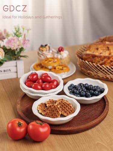 GDCZ Ceramic Mini Pie Pan 4 Pack, 5.8 Inch 8 Oz (White/Brown)
