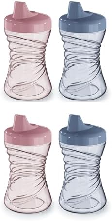 NUK First Choice Fun Grips Hard Spout Straw Cup 2.0, 10 oz. Sippy Cup with Handles, 4-pack