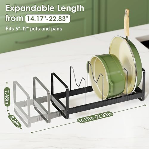 MUDEELA Expandable Pot Pan Lid Organizers inside Cabinet, 12 Divider-Black
