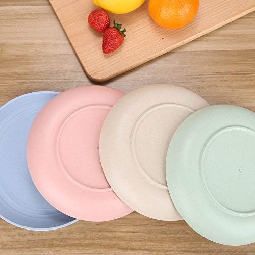8.8 Inches Unbreakable Wheat Straw Plates - Reusable Plate Set - Dishwasher & Microwave Safe - Perfect for Dinner Dishes - Healthy, BPA Free & Eco-Friendly (8.8 Inches)