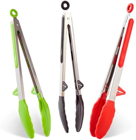 12" Kitchen Tongs for Cooking with Silicone Tips, Serving Tong for Salad