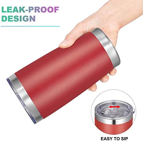 VEGOND 20oz Tumbler with Lid and Straw Stainless Steel Tumbler Cup Bulk Vacuum Insulated Double Wall Travel Coffee Mug Powder Coated Coffee Cup, Red, 12 Pack
