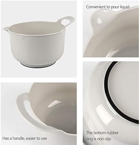 BoxedHome 4 Pack Nesting Mixing Bowl with Pour Spout and Handle, BPA free Microwave & Dishwasher Safe(Grey, 4 Pack with Handle)