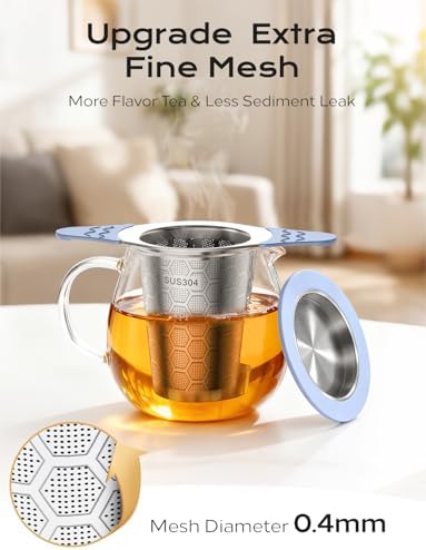 2PCS Tea Infuser for Loose Leaf Tea,Stainless Steel Tea Infuser with Heat Proof Silicone Handles,Extra Fine Mesh Tea Strainers Filter Fine Tea Leaves Effectively,Fits TeaPots/Mugs