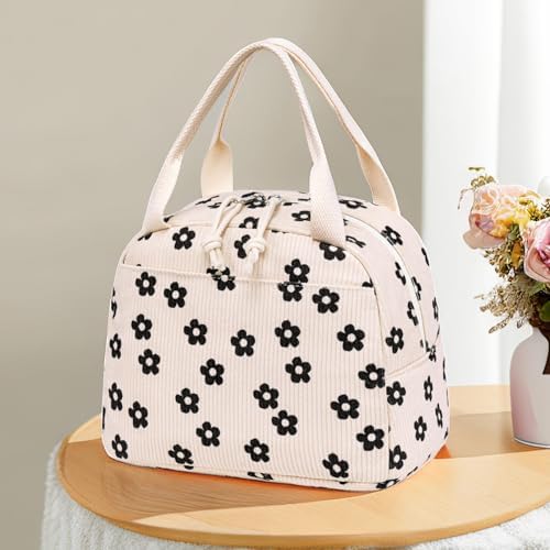 Bluboon Lunch Bag for Women Men Cute Corduroy Lunch Tote Bags Reusable Insulated Lunch Box Large Capacity Reusable Insulated Cooler for Work Picnic or Travel
