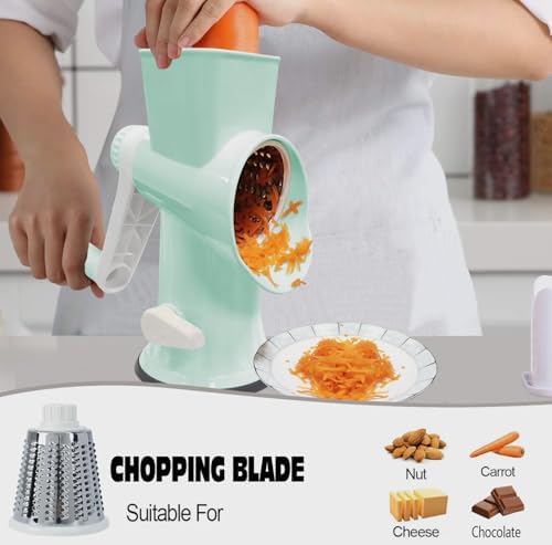 Cheese Grater with Handle,Multifunctional Rotary Cheese Grater