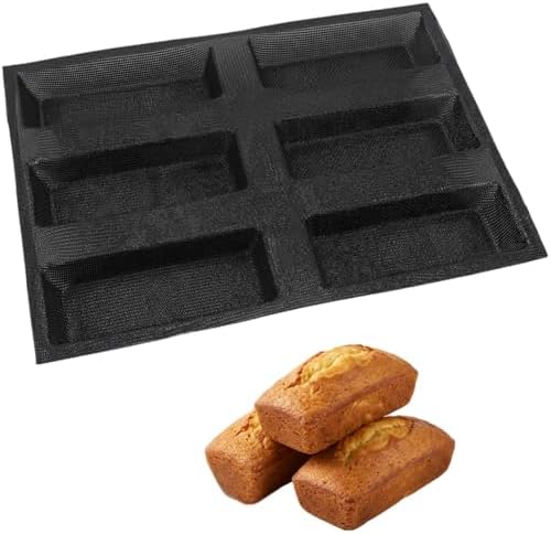 Dioycli Bread Loaf Pan for Baking Silicone Rectangular Bread Pan, 6-Cavity