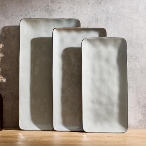 Famiware Serving Platters Set of 3 Sizes - Rectangular, Grey
