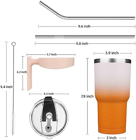 BJPKPK 30 oz Tumbler with Handle & Straw, Insulated Stainless Steel Mug