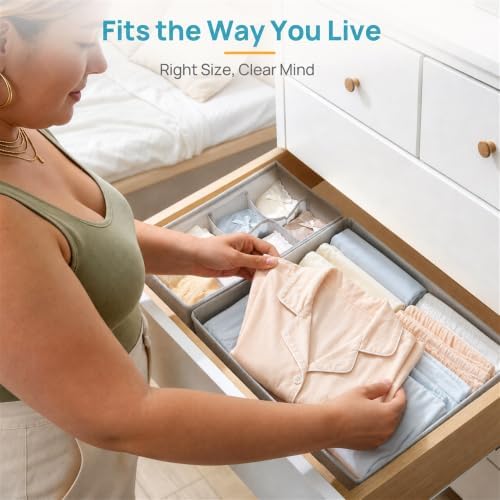 Vtopmart Large Capacity Drawer Organizer, 4 Pack Fabric Storage Bins, 16"