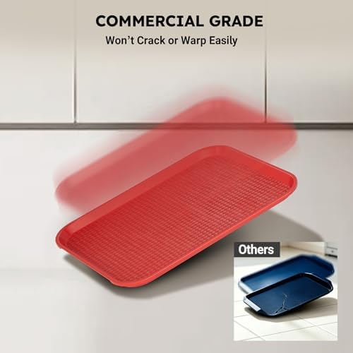 Commercial Fast Food Serving Trays, Small, 14" x 10", 6 Pack, Black