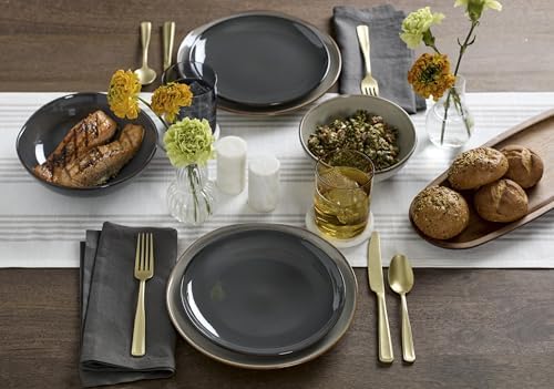 Oneida Organic Shades Gray Stoneware 18-Piece Dinnerware Set for 6