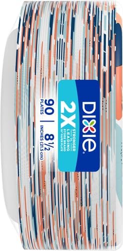 Dixie Medium Paper Plates, 8.5 Inch, 90 Count, 2X Stronger*, Microwave-Safe, Soak-Proof, Cut Resistant, Disposable Plates For Everyday Breakfast, Lunch, & Dinner Meals (Pack of 2)