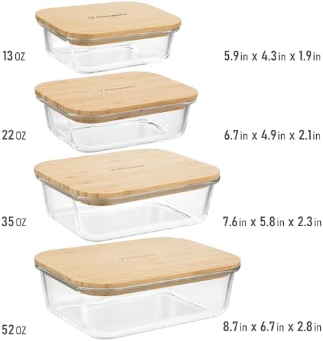 Set of 4 Stackable Space-Saving Nesting Glass Containers