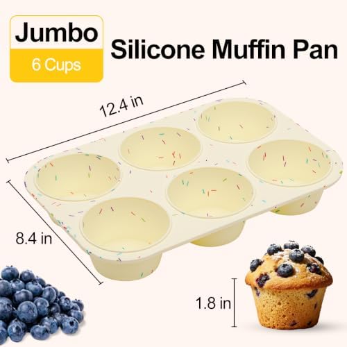 Silicone Muffin Pan for Baking, Large Muffin Pan 6 Cup Jumbo Size