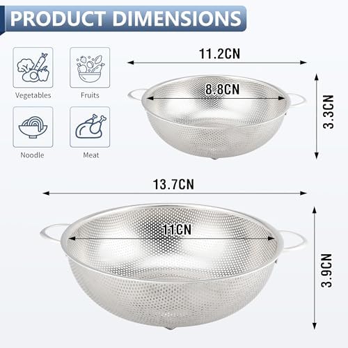 Gulex Stainless Steel Colander and Strainer Set,Strainer for Kitchen Food