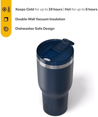 RTIC 40oz Essential Tumbler with Lid, Ceramic Lined, Navy