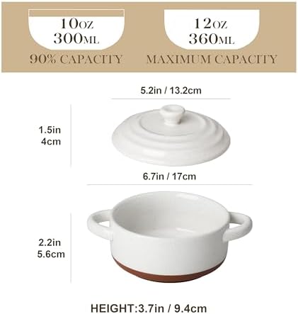 MALACASA 12 OZ Small Casserole Dishes for Oven, Mini Cocotte Set of 4